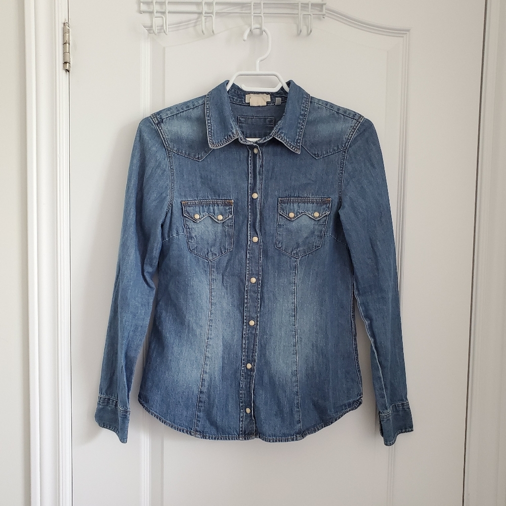 EUC Denim Button-Up with Pearly Buttons